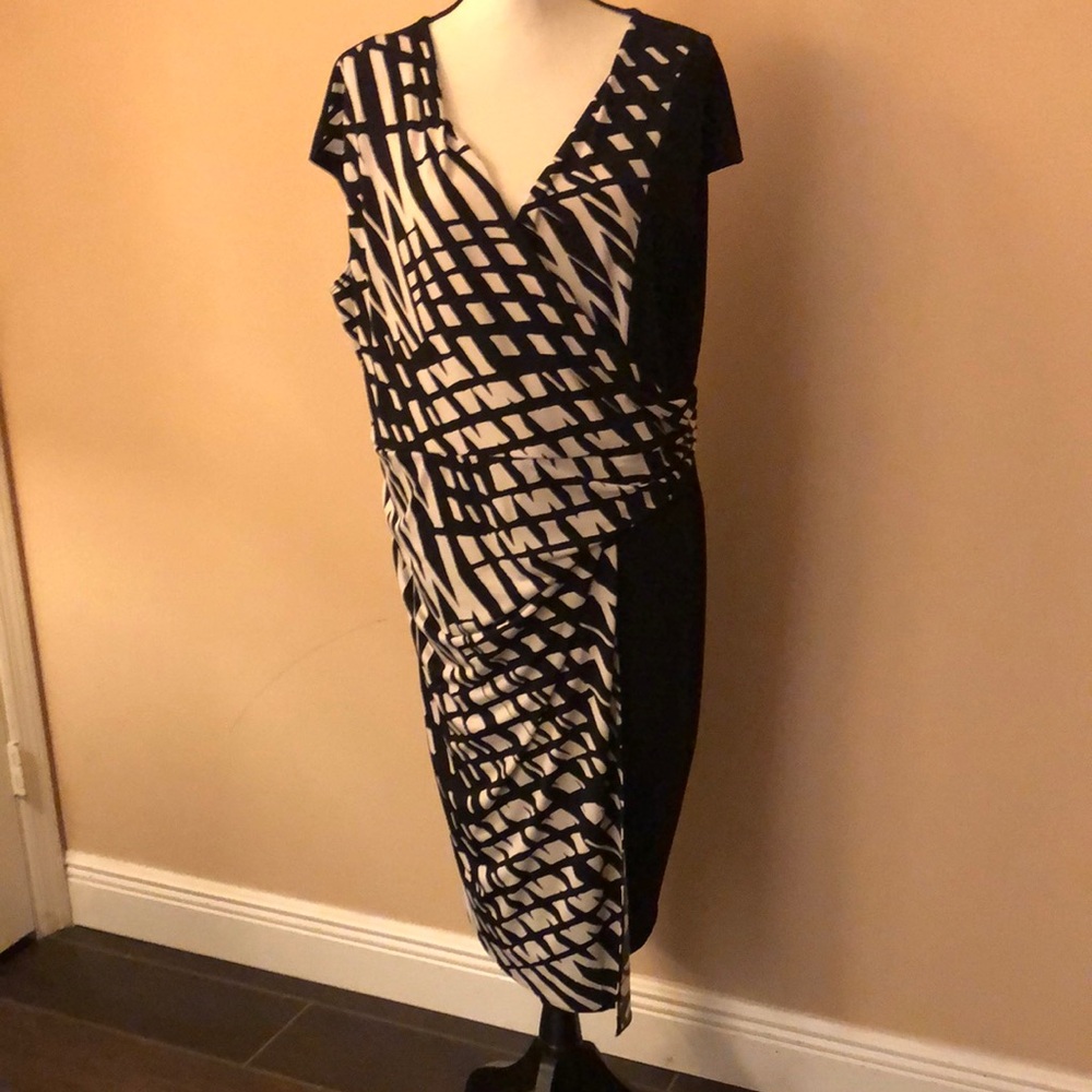 Lane Bryant Asymmetrical Black and Cream Dress